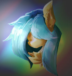 Size: 984x1036 | Tagged: safe, alternate version, artist:rainsketch, imported from derpibooru, pony, abstract background, bust, chest fluff, ear fluff, no face, portrait, solo