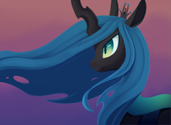 Size: 1363x996 | Tagged: safe, artist:dusthiel, imported from derpibooru, queen chrysalis, changeling, changeling queen, crown, female, gradient background, jewelry, ponytober, regalia, simple background, solo