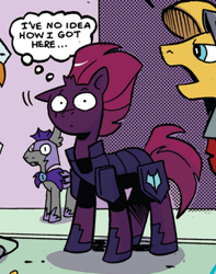 Size: 359x456 | Tagged: safe, artist:andypriceart, idw, imported from derpibooru, tempest shadow, unicorn, spoiler:comic102, broken horn, confused, horn, puzzled, reaction image