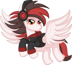 Size: 6992x6262 | Tagged: safe, artist:cyanlightning, imported from derpibooru, oc, oc:bang kancil, pegasus, pony, .svg available, absurd resolution, clothes, headphones, hoodie, male, simple background, stallion, transparent background, vector