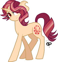 Size: 866x925 | Tagged: safe, artist:gallantserver, imported from derpibooru, oc, oc only, oc:helia tempest, pony, unicorn, female, magical lesbian spawn, mare, offspring, parent:sunset shimmer, parent:tempest shadow, simple background, solo, transparent background
