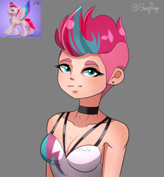 Size: 1200x1300 | Tagged: safe, artist:jonatancatalan, artist:sleepdage, imported from derpibooru, zipp storm, human, pegasus, pony, spoiler:my little pony: a new generation, 3d, bare shoulders, choker, colored wings, ear piercing, earring, eyebrows, feathered fetlocks, g5, humanized, jewelry, looking at you, my little pony logo, my little pony: a new generation, necklace, piercing, regalia, screencap reference, simple background, sleeveless, solo, spread wings, unshorn fetlocks, wings