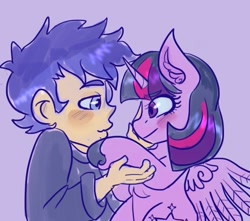 Size: 673x595 | Tagged: safe, artist:mimiporcellini, imported from derpibooru, flash sentry, twilight sparkle, alicorn, equestria girls, blushing, female, flashlight, human flash sentry x pony twilight, interspecies, male, shipping, straight, twilight sparkle (alicorn), wip