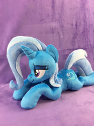 Size: 1280x1707 | Tagged: safe, artist:kazzysart, imported from derpibooru, trixie, pony, irl, lying down, photo, plushie, prone, solo