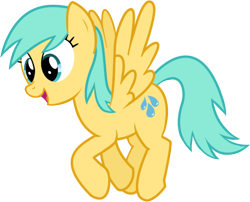 Size: 592x478 | Tagged: safe, artist:azgchip, imported from derpibooru, sunshower raindrops, pegasus, pony, background pony, digital art, female, flying, happy, mare, simple background, solo, transparent background