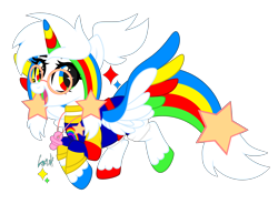 Size: 3400x2500 | Tagged: artist needed, safe, imported from derpibooru, oc, oc only, oc:crayon box, alicorn, pony, crayon box, high res, kidcore, rainbow, simple background, solo, teacher, transparent background