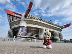 Size: 1200x900 | Tagged: safe, artist:xeto_de, imported from derpibooru, oc, oc:milli, camera, eponafest, irl, italy, milan, photo, plushie, san siro