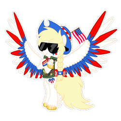 Size: 1000x1000 | Tagged: safe, artist:starspangledpony, imported from derpibooru, oc, oc only, oc:star spangle, pegasus, pony, american flag, bipedal, colored wings, crossed arms, female, glasses, mare, multicolored wings, nation ponies, pegasus oc, ponified, simple background, solo, spread wings, sunglasses, transparent background, wings