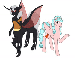 Size: 1280x986 | Tagged: safe, artist:noqualitycontent, imported from derpibooru, cozy glow, oc, anthro, changeling, taur, duo, interspecies offspring, offspring, older, older cozy glow, parent:lord tirek, parent:queen chrysalis, parents:chrystirek, red changeling