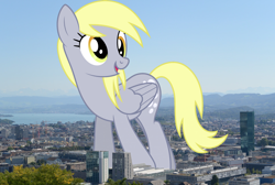 Size: 1920x1288 | Tagged: safe, artist:dashiesparkle, artist:thegiantponyfan, imported from derpibooru, derpy hooves, pegasus, pony, derpyzilla, female, giant derpy hooves, giant pegasus, giant pony, giantess, highrise ponies, irl, macro, mare, mega giant, photo, ponies in real life, switzerland, zurich