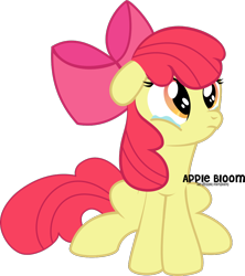 Size: 898x1010 | Tagged: safe, artist:oobrushstrokeoo, imported from derpibooru, apple bloom, earth pony, pony, adorabloom, crying, cute, female, filly, simple background, solo, transparent background
