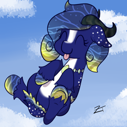 Size: 3000x3000 | Tagged: safe, artist:zombietator, imported from derpibooru, oc, oc only, pony, :p, ethereal mane, eyelashes, high res, signature, starry mane, tongue out, underhoof