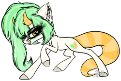 Size: 2224x1492 | Tagged: safe, artist:beamybutt, imported from derpibooru, oc, oc only, pony, colored hooves, ear fluff, eyelashes, female, horns, mare, raised hoof, simple background, solo, transparent background