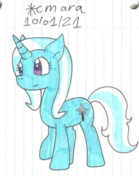 Size: 865x1098 | Tagged: safe, artist:cmara, imported from derpibooru, trixie, pony, lined paper, solo, traditional art