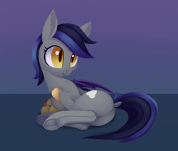 Size: 1174x994 | Tagged: safe, artist:dusthiel, imported from derpibooru, oc, oc only, oc:echo, bat pony, pony, butt, dock, eating, female, food, herbivore, lying down, mango, mare, plot, ponytober, prone, solo, tail, that batpony sure does love mangoes, underhoof