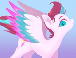 Size: 2665x2048 | Tagged: safe, artist:noupu, imported from derpibooru, zipp storm, pegasus, pony, adorazipp, cute, female, g5, high res, looking at you, mare, profile, solo, spread wings, wings