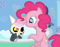 Size: 1005x795 | Tagged: safe, artist:porygon2z, imported from derpibooru, pinkie pie, earth pony, pony, crossover, duo, female, king clawthorne, male, movie accurate, skull, sugarcube corner, the owl house, titan