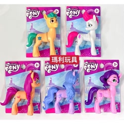 Size: 800x800 | Tagged: safe, imported from derpibooru, hitch trailblazer, izzy moonbow, pipp petals, sunny starscout, zipp storm, earth pony, pegasus, pony, unicorn, chinese, female, g5, irl, male, mane five (g5), mare, merchandise, my little pony: a new generation, photo, stallion, toy, translated in the comments