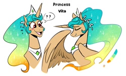 Size: 1072x648 | Tagged: safe, artist:redxbacon, imported from derpibooru, oc, oc only, oc:princess vita, alicorn, pony, alicorn oc, horn, solo, wings