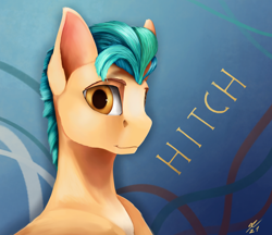 Size: 2500x2160 | Tagged: safe, artist:tenebrisnoctus, imported from derpibooru, hitch trailblazer, earth pony, pony, abstract background, bust, g5, high res, male, my little pony: a new generation, solo, stallion