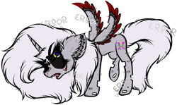 Size: 1543x921 | Tagged: safe, artist:beamybutt, imported from derpibooru, oc, oc only, changeling, hybrid, pony, black sclera, changeling oc, ear fluff, eyelashes, simple background, solo, transparent background