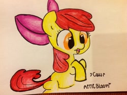 Size: 1024x765 | Tagged: safe, artist:afalloutcass, imported from derpibooru, apple bloom, earth pony, pony, female, filly, solo, traditional art