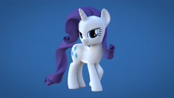 Size: 3840x2160 | Tagged: safe, artist:wissle, imported from derpibooru, rarity, pony, unicorn, 3d, blender, female, happy, high res, lidded eyes, looking at you, mare, model:creatorofpony, one leg raised, simple background, smiling, solo