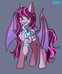 Size: 1770x2090 | Tagged: source needed, safe, artist:rellakill, imported from derpibooru, oc, oc:dormant elusive, bat pony, bat pony oc, chest fluff, simple background, spread wings, tentacles, wings