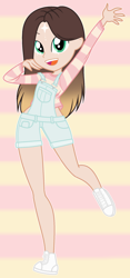 Size: 1108x2360 | Tagged: safe, artist:cindystarlight, imported from derpibooru, oc, oc only, oc:cindy, equestria girls, clothes, overalls, shirt, solo