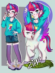 Size: 1536x2048 | Tagged: safe, artist:ryoko_chan_uwu, imported from derpibooru, zipp storm, pegasus, pony, equestria girls, equestria girls-ified, female, g5, g5 to equestria girls, human ponidox, my little pony: a new generation, self ponidox, solo