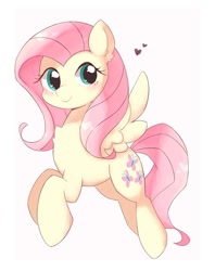 Size: 1200x1517 | Tagged: safe, artist:ginmaruxx, imported from derpibooru, fluttershy, pegasus, pony, blushing, chest fluff, cute, daaaaaaaaaaaw, female, heart, looking at you, mare, shyabetes, solo, spread wings, three quarter view, wings