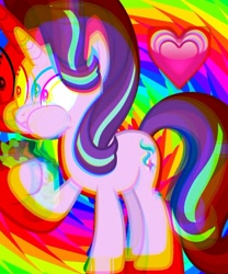 Size: 1024x1229 | Tagged: safe, imported from derpibooru, starlight glimmer, pony, unicorn, colorful, eating, eyestrain warning, falafel, food, herbivore, love, rainbow, solo, trippy