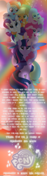 Size: 2682x10000 | Tagged: safe, artist:lincolnbrewsterfan, derpibooru exclusive, imported from derpibooru, applejack, fluttershy, pinkie pie, rainbow dash, rarity, twilight sparkle, alicorn, earth pony, pegasus, pony, unicorn, :'), :3, absurd resolution, anniversary, applejack's cutie mark, applejack's hat, ascension, autumn, beautiful, bedroom eyes, belly button, best friends, best friends forever, carrying, cloud, cowboy hat, crying, cute, cuteness overload, dashabetes, diapinkes, dock, eleven, equestria font, facial freckles, female, floating, fluttershy's cutie mark, flying, freckles, friendship is forever, glowing, gradient background, happiness, happy, happy birthday mlp:fim, hat, holding hooves, hoof on head, horn, intersecting rainbows, jackabetes, joy, large filesize, lidded eyes, lifted up, lifting, light, liquid pride, looking down, looking up, love, lovely, majestic, mane hold, mane six, mare, memorial, mlp fim's eleventh anniversary, multicolored hair, multicolored mane, multicolored tail, my little pony logo, october, peace sign, pinkie pie's cutie mark, pony pile, pony pyramid, proud, rainbow, rainbow dash's cutie mark, rainbow glow, rainbow trail, raised hoof, rarity's cutie mark, rising, shading, shine like rainbows, shyabetes, smiling, sparkles, special edition, special eyes, spoken heart, striped mane, striped tail, sun, sunset, tail, tears of joy, text, thank you, thank you for the memories, twiabetes, twilight sparkle (alicorn), twilight sparkle's cutie mark, underhoof, wall of tags, wing hands, wings