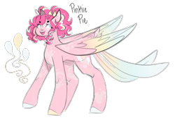 Size: 1222x892 | Tagged: safe, artist:yuumirou, imported from derpibooru, pinkie pie, pegasus, pony, pegasus pinkie pie, race swap, simple background, solo, tail, tail feathers, transparent background