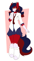 Size: 550x1000 | Tagged: safe, artist:mleonheart, imported from derpibooru, oc, oc only, oc:kindle spirit, anthro, dracony, dragon, hybrid, unguligrade anthro, breasts, clothes, digital art, female, looking at you, school uniform, schoolgirl, simple background, skirt, smiling, smiling at you, socks, tail, transparent background