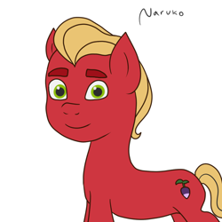 Size: 1000x1000 | Tagged: safe, artist:wrath-marionphauna, imported from derpibooru, sprout cloverleaf, pony, digital art, g5, male, my little pony: a new generation, simple background, smiling, solo, stallion