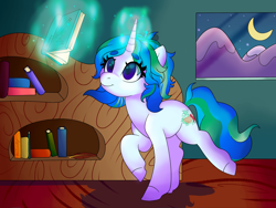 Size: 4000x3000 | Tagged: safe, artist:eluthedruid, imported from derpibooru, oc, oc only, pony, unicorn, female, glowing, glowing horn, horn, magic, solo, telekinesis