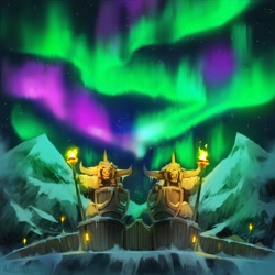 Size: 4000x4000 | Tagged: safe, artist:anticular, imported from derpibooru, absurd resolution, album cover, aurora borealis, mountain, no pony, ponies at dawn, scenery, yakyakistan