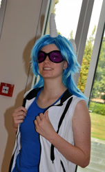 Size: 1920x3156 | Tagged: safe, imported from derpibooru, dj pon-3, vinyl scratch, human, clothes, cosplay, costume, galacon, galacon 2018, irl, irl human, photo