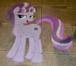 Size: 1920x1674 | Tagged: safe, imported from derpibooru, starlight glimmer, pony, chalk drawing, equal cutie mark, galacon, galacon 2018, irl, photo, s5 starlight, solo, traditional art