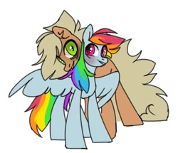 Size: 449x387 | Tagged: safe, artist:hoorncorn, imported from derpibooru, applejack, rainbow dash, earth pony, pegasus, pony, appledash, bags under eyes, duo, female, lesbian, shipping, simple background, white background