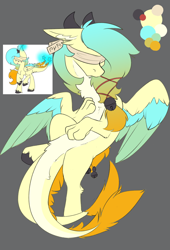 Size: 3572x5253 | Tagged: safe, artist:beardie, imported from derpibooru, oc, oc only, oc:lucidia, draconequus, bells, blindfold, draconequus oc