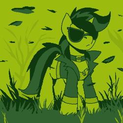 Size: 700x700 | Tagged: safe, artist:brainiac, imported from derpibooru, oc, oc only, oc:blackjack, pony, unicorn, fallout equestria, fallout equestria: project horizons, collar, fanfic art, female, gameboy aesthetic, limited palette, mare, pixel art, solo