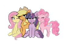 Size: 2119x1351 | Tagged: safe, artist:seylan, imported from derpibooru, applejack, fluttershy, pinkie pie, twilight sparkle, alicorn, earth pony, pegasus, pony, digital art, simple background, twilight sparkle (alicorn), white background