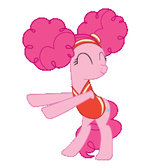 Size: 240x240 | Tagged: safe, imported from derpibooru, pinkie pie, earth pony, pony, buckball season, afro puffs, alternate hairstyle, animated, bipedal, gif, loop, pinktails pie, simple background, transparent background