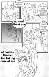 Size: 650x1024 | Tagged: safe, artist:cloud-fly, imported from derpibooru, oc, oc only, earth pony, pony, unicorn, comic, monochrome