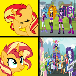 Size: 1298x1298 | Tagged: safe, artist:bigpurplemuppet99, imported from derpibooru, adagio dazzle, applejack, aria blaze, fluttershy, pinkie pie, rainbow dash, rarity, sci-twi, sonata dusk, sunset shimmer, twilight sparkle, eqg summertime shorts, equestria girls, get the show on the road, approval, converse, disapproval, hotline bling, humane five, humane seven, humane six, meme, shoes, sonic rainboom, the dazzlings, the rainbooms