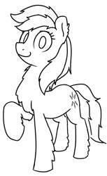 Size: 550x900 | Tagged: safe, artist:alexi148, imported from derpibooru, oc, oc only, oc:khvoya, pony, female, looking at you, mare, monochrome, raised hoof, simple background, solo, white background, yakutian horse