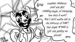 Size: 1200x675 | Tagged: safe, artist:pony-berserker, imported from derpibooru, pony, insane clown posse, miracles, monochrome, ponified, pony-berserker's twitter sketches, shaggy 2 dope, song reference