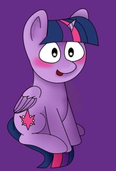 Size: 908x1334 | Tagged: safe, artist:raindasher14, imported from derpibooru, twilight sparkle, alicorn, pony, blushing, chibi, cute, digital art, sitting, solo, starry eyes, twiabetes, twilight sparkle (alicorn), wingding eyes